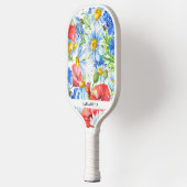Met de hand geschilde blauwe maissoorten en papave pickleball paddle (Links)