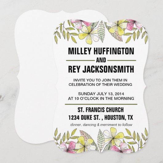 met de hand geschilde bloemen kaart (Voorkant / Achterkant)