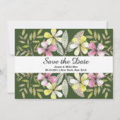 met de hand geschilde bloemen save the date (Voorkant)