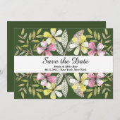 met de hand geschilde bloemen save the date (Voorkant / Achterkant)