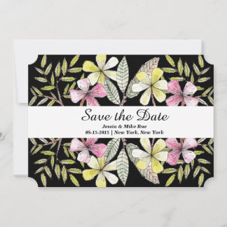 met de hand geschilde bloemen save the date
