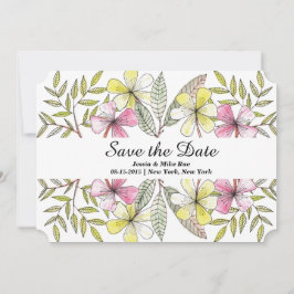 met de hand geschilde bloemen save the date