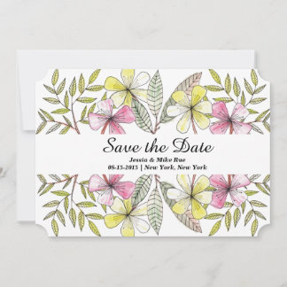 met de hand geschilde bloemen save the date