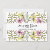 met de hand geschilde bloemen save the date (Voorkant)