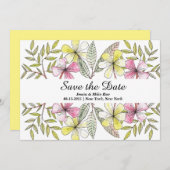 met de hand geschilde bloemen save the date (Voorkant / Achterkant)