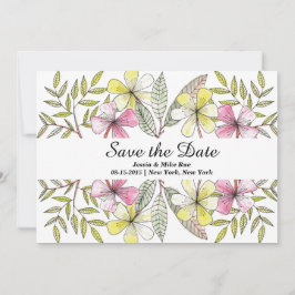 met de hand geschilde bloemen save the date