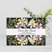 met de hand geschilde bloemen save the date (Staand voorkant)