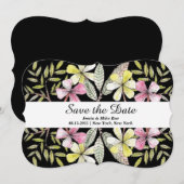 met de hand geschilde bloemen save the date (Voorkant / Achterkant)
