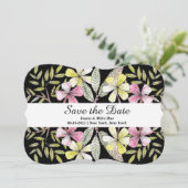 met de hand geschilde bloemen save the date (Staand voorkant)