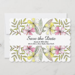 met de hand geschilde bloemen save the date