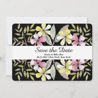 met de hand geschilde bloemen save the date