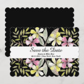 met de hand geschilde bloemen save the date (Voorkant / Achterkant)
