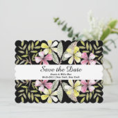 met de hand geschilde bloemen save the date (Staand voorkant)