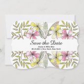 met de hand geschilde bloemen save the date (Voorkant)