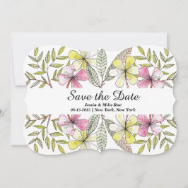 met de hand geschilde bloemen save the date