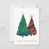 Met de hand geschilde ondoorzichtige kerstbomen vo kaart (Voorkant)