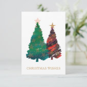 Met de hand geschilde ondoorzichtige kerstbomen vo kaart (Staand voorkant)