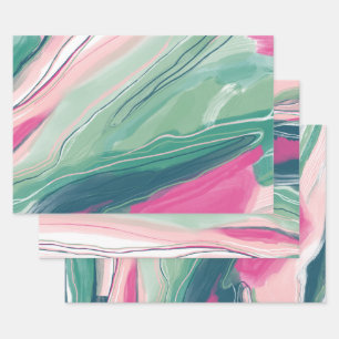 Met de hand geschilderd abstract schilderij, groen inpakpapier vel