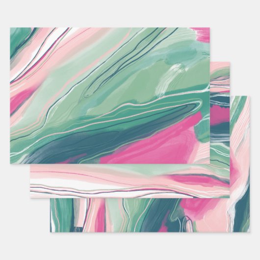 Met de hand geschilderd abstract schilderij, groen inpakpapier vel (Set)