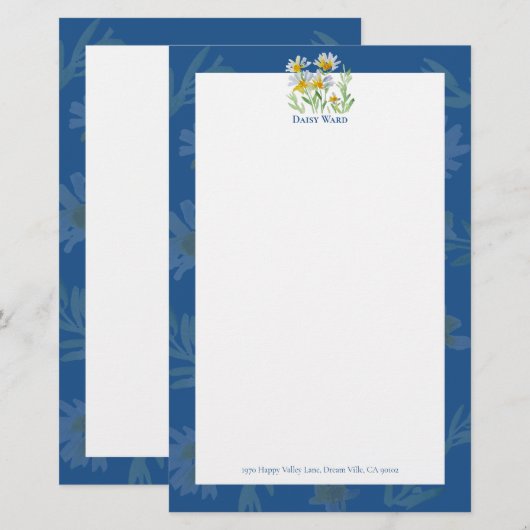 Met de hand geschilderd aquarel bloemmotief briefp (Voorkant / Achterkant)