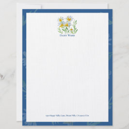 Met de hand geschilderd aquarel bloempatroon brief briefhoofd