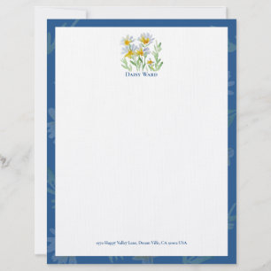 Met de hand geschilderd aquarel bloempatroon brief briefhoofd