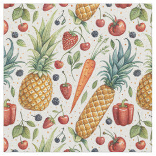 Met de hand geschilderd aquarel fruit & groenten p stof
