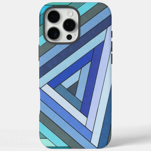 Met de hand geschilderd blauw geometrisch driehoek Case-Mate iPhone case (Achterkant)