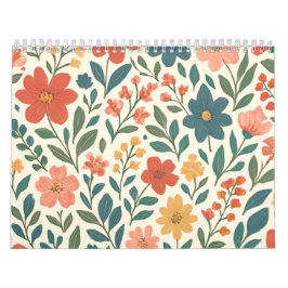 Met de hand geschilderd bloemmotief – Kleurrijk bo Kalender