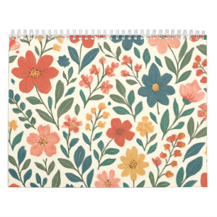 Met de hand geschilderd bloemmotief – Kleurrijk bo Kalender
