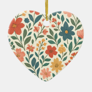 Met de hand geschilderd bloemmotief – Kleurrijk bo Keramisch Ornament