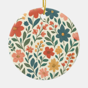 Met de Hand Geschilderd Bloemmotief – Kleurrijk Bo Keramisch Ornament