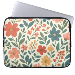 Met de Hand Geschilderd Bloemmotief – Kleurrijk Bo Laptop Sleeve