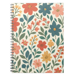 Met de hand geschilderd bloemmotief – Kleurrijk bo Notitieboek