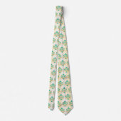 Met de hand geschilderd bloemmotief Turquoise Asto Stropdas (Achterkant)