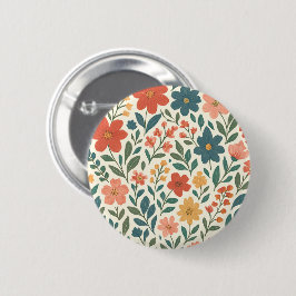 Met de hand geschilderd bloempatroon – Kleurrijke Ronde Button 5,7 Cm