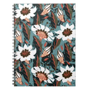 met de hand geschilderd bloempatroon met bloem notitieboek