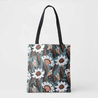  met de hand geschilderd bloempatroon met bloem tote bag