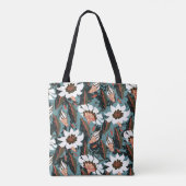  met de hand geschilderd bloempatroon met bloem tote bag (Achterkant)
