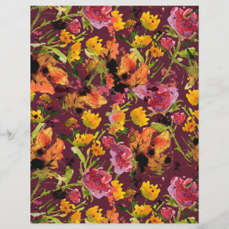 Met de hand geschilderd bloempatroon papier vel