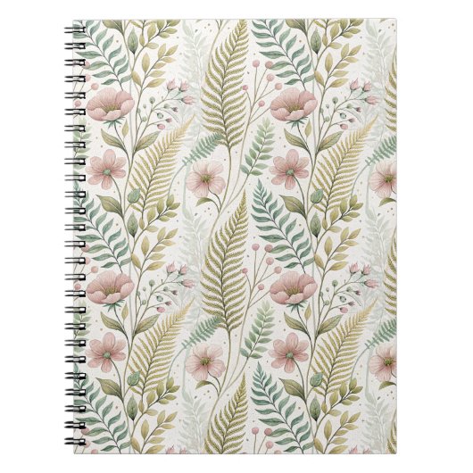 Met de hand geschilderd blozend bloem botanisch bl notitieboek (Voorkant)