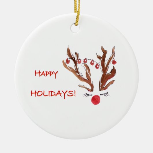 Met de Hand Geschilderd Design Rendier Kerst Ornam Keramisch Ornament (Voorkant)