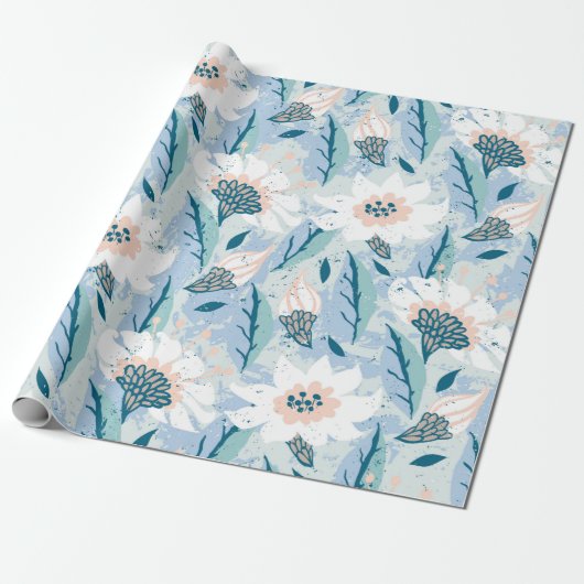 met de hand geschilderd floreel patroon met groot cadeaupapier (Uitgerold)