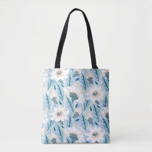 met de hand geschilderd floreel patroon met groot tote bag