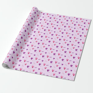 met de hand geschilderd hart x en o gepatterd cadeaupapier
