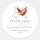 Met de hand geschilderd kippenfarm- of kippenhok-e ronde sticker (Voorkant)