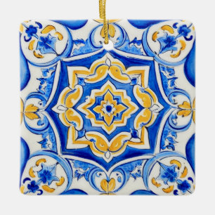 Met de hand geschilderd majolicapatroon keramisch ornament