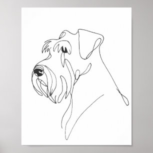Met de hand geschilderd portret van een Schnauzer Poster
