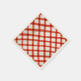 Met de hand geschilderd rood aquarel gingham ruitp servet