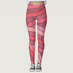 Met de hand geschilderd rood geometrisch streepdes leggings